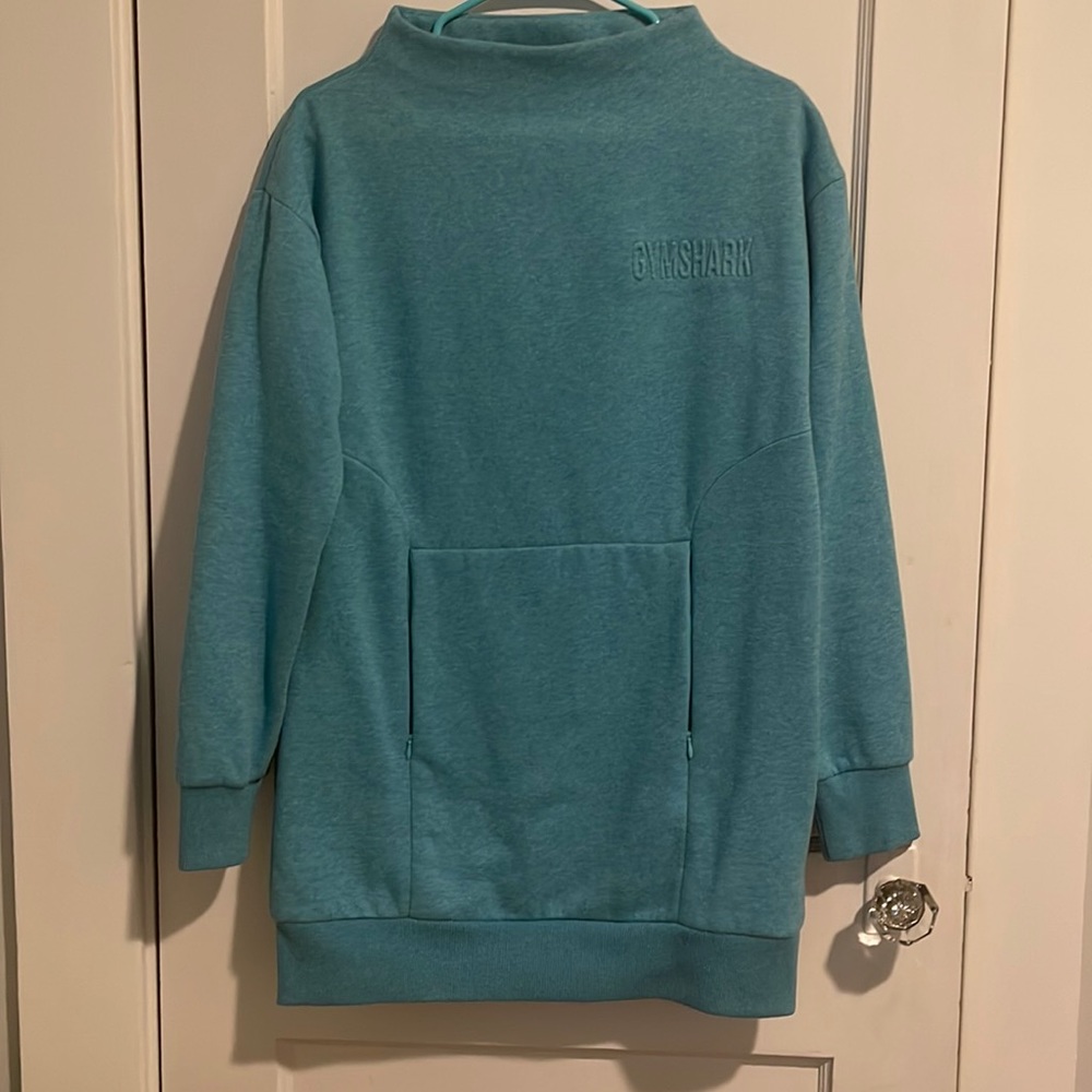 Gymshark teal cowl neck long sweatshirt